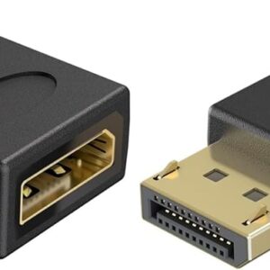 Gaming PC & Gaming Monitors – goobay DisplayPort Winkeladapter 90 Grad nach rechts, 8K 144Hz, 4K 240Hz, DP 2.1, Gaming Stecker auf Buchse für PC, Monitor, Grafikkarte – 77131 (Packung mit 2)