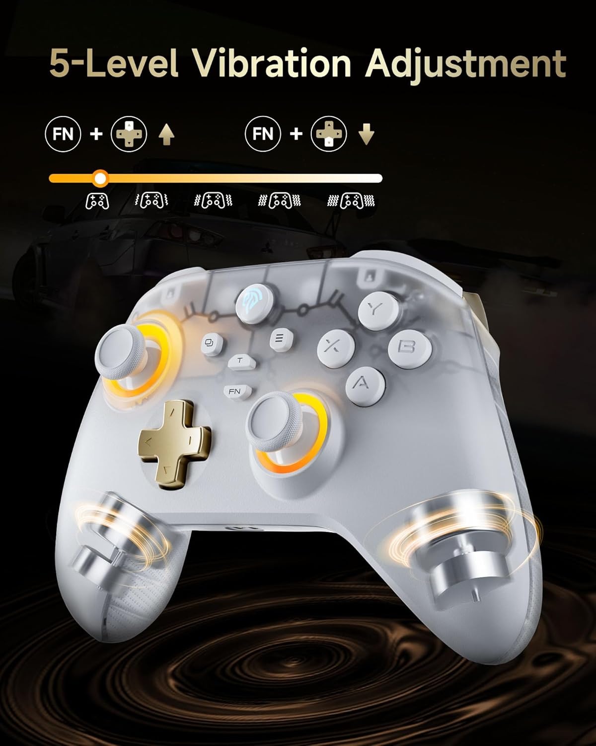 Gaming Consoles & Controllers - AKNES EasySMX D05 Wireless Gaming Controller mit Ladestation für PC/Switch/iOS/Android, Hall Effekt Joystick & Trigger, 2 Programmierbare Rücktasten, 1000Hz Polling Rate, RGB-Beleuchtung (Weiß) – Bild 9