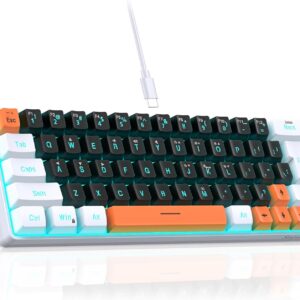 Gaming Tastatur & Maus – Snpurdiri 60% Percent Gaming Keyboard Wired, RGB LED Lighting, Mechanical Feel Keyboard Mini Small Ergonomic, Compact, Office Keyboard for PC (63 White/Black/Orange)