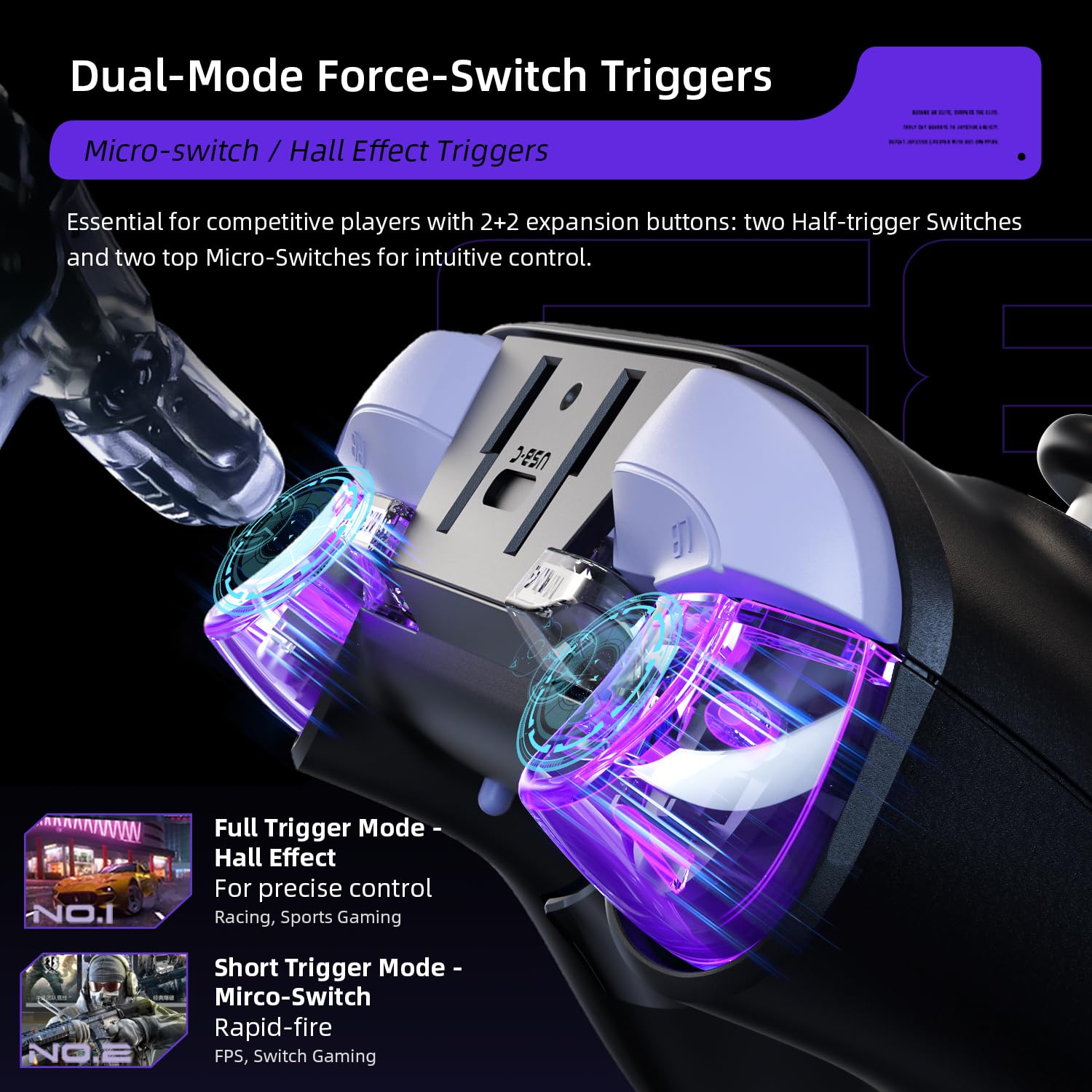 Gaming Consoles & Controllers - Thunderobot G80 Wireless Controller PC, RGB-Ladestation, Hall&Micro Trigger, 2+2 Vibration, Hall Joystick, Gaming Controller für Windows/Switch/iOS/Android, 6-Gyro, Wechselbarer Joystick,(Weiß) – Bild 3