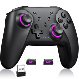 Gaming Consoles & Controllers – CoguyTech PC Controller Wireless Kompatibel mit Switch 2/Windows PC/Switch mit Hall Joystick Trigger, Kein Drift und Dead Zones, Gaming Bluetooth Gamepad 6 RGB Licht Programmierung Turbo,Schwarz