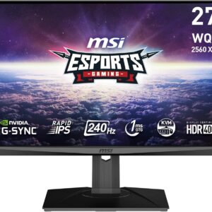 Gaming PC & Gaming Monitors – MSI Optix MAG274QRX Gaming Monitor 27 Inch WQHD – Rapid IPS Panel 2560 x 1440, 240Hz / 1ms GtG, Compatible with G-SYNC, DisplayHDR 400 – DP 1.4a, USB Type-C