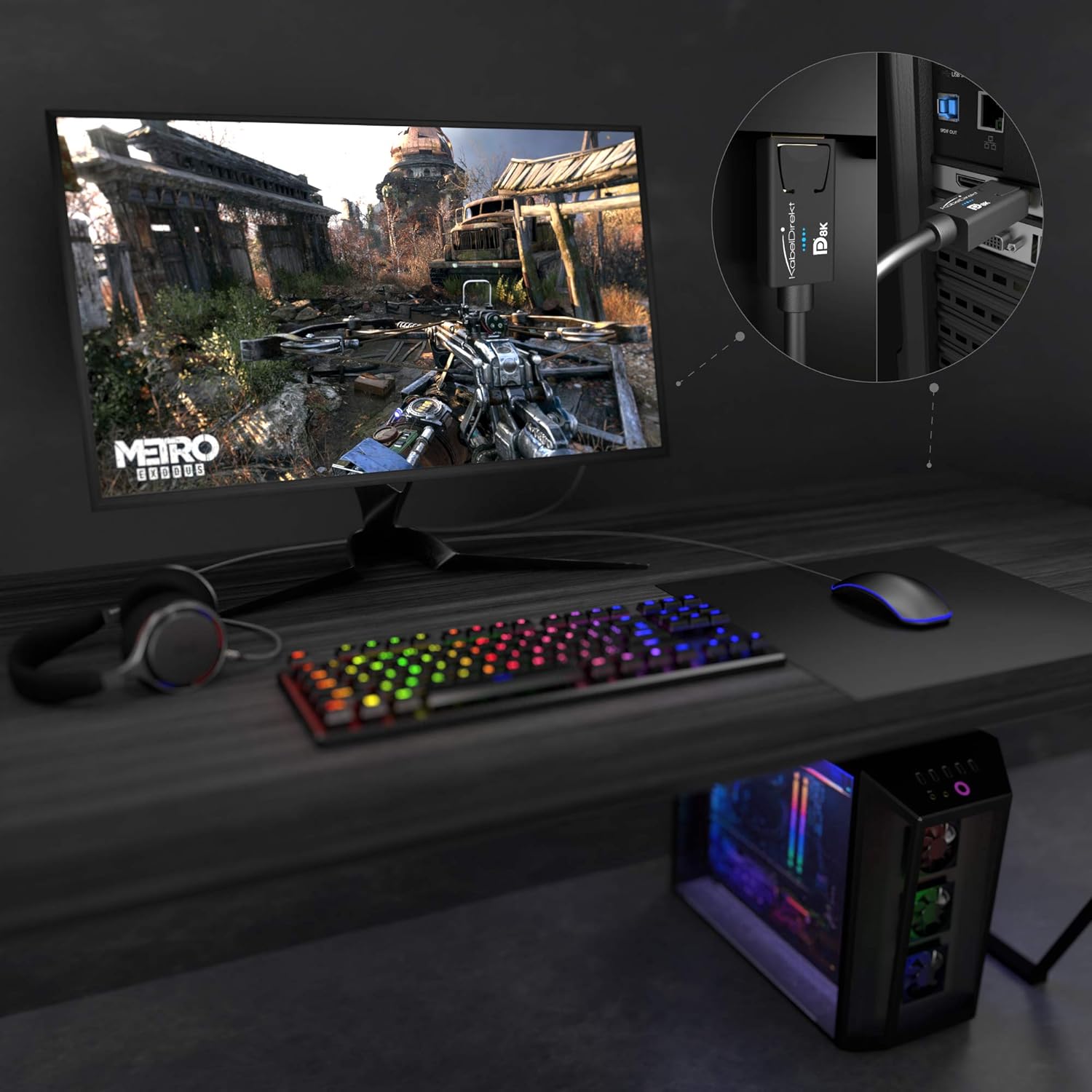 Gaming PC & Gaming Monitors - KabelDirekt 8K Display Port Cable Version (VESA Certified, Supports 8K 60 Hz, 4 K 120 Hz, HBR3, DSC, HDR10, DP8K), Gaming Edition 5m – Bild 8