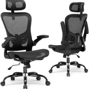 Gaming Chairs – GTPLAYER Ergonomic Office Chair with Adjustable Headrest, Armrests, Lumbar Support, Office Chair & Gaming Chair Rocker Function, Mesh Executive Chair, 150 kg (Black)