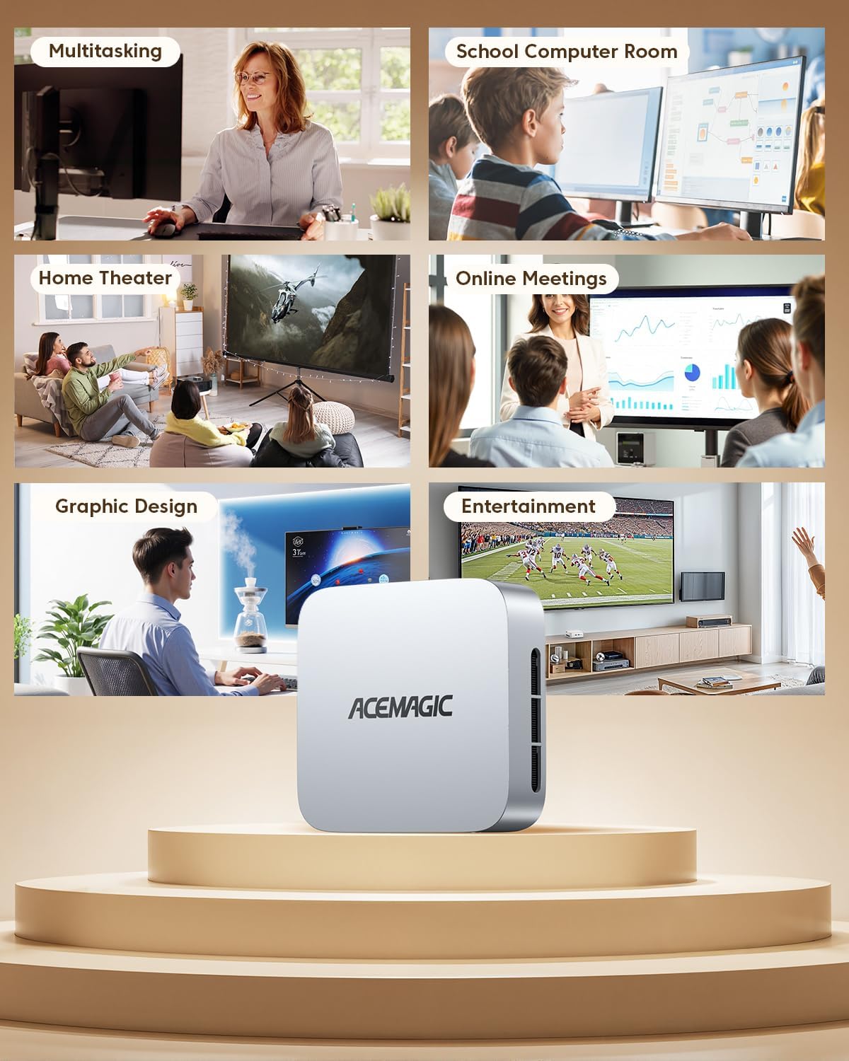 Gaming PC & Laptops - ACEMAGIC K1 Mini PC, Intel Core i5 12600H (12C/16T), 16GB DDR4 512GB SSD Micro Desktop Computer for Office/Home Cinema/Meeting/Business/Trip【DP + HDMI + USB-C/Wifi6/ Bluetooth 5.2】 – Bild 9