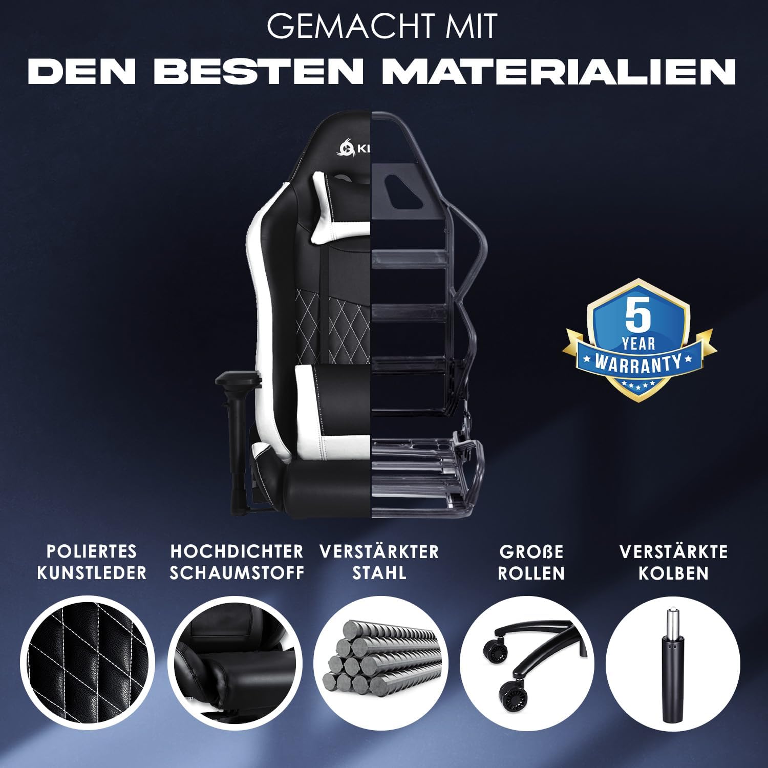 Gaming Chairs - Klim Esports High Quality Gaming Chair Precise Workmanship, Adjustable Padding – Bild 4