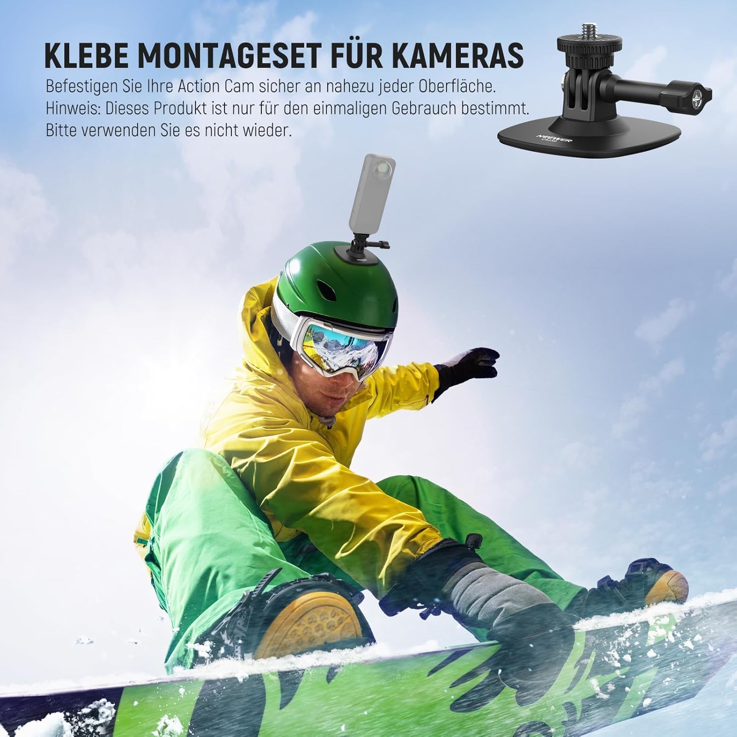 Streaming-Equipment - NEEWER Adhesive Mount Compatible with Insta 360 GoPro DJI AKASO Action Cam, 180° Tilting Flexible Car Helmet Holder Mount Base Adapter for POV Video Recording Live Streaming, for 1/4 Inch Accessories – Bild 2