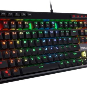 Gaming Tastatur & Maus – Redragon K580 VATA RGB LED Blue Switch Mechanical Gaming Keyboard, US Layout with Backlight, 104 Keys, Anti-Ghosting with Macro Keys and Dedicated Media Controls