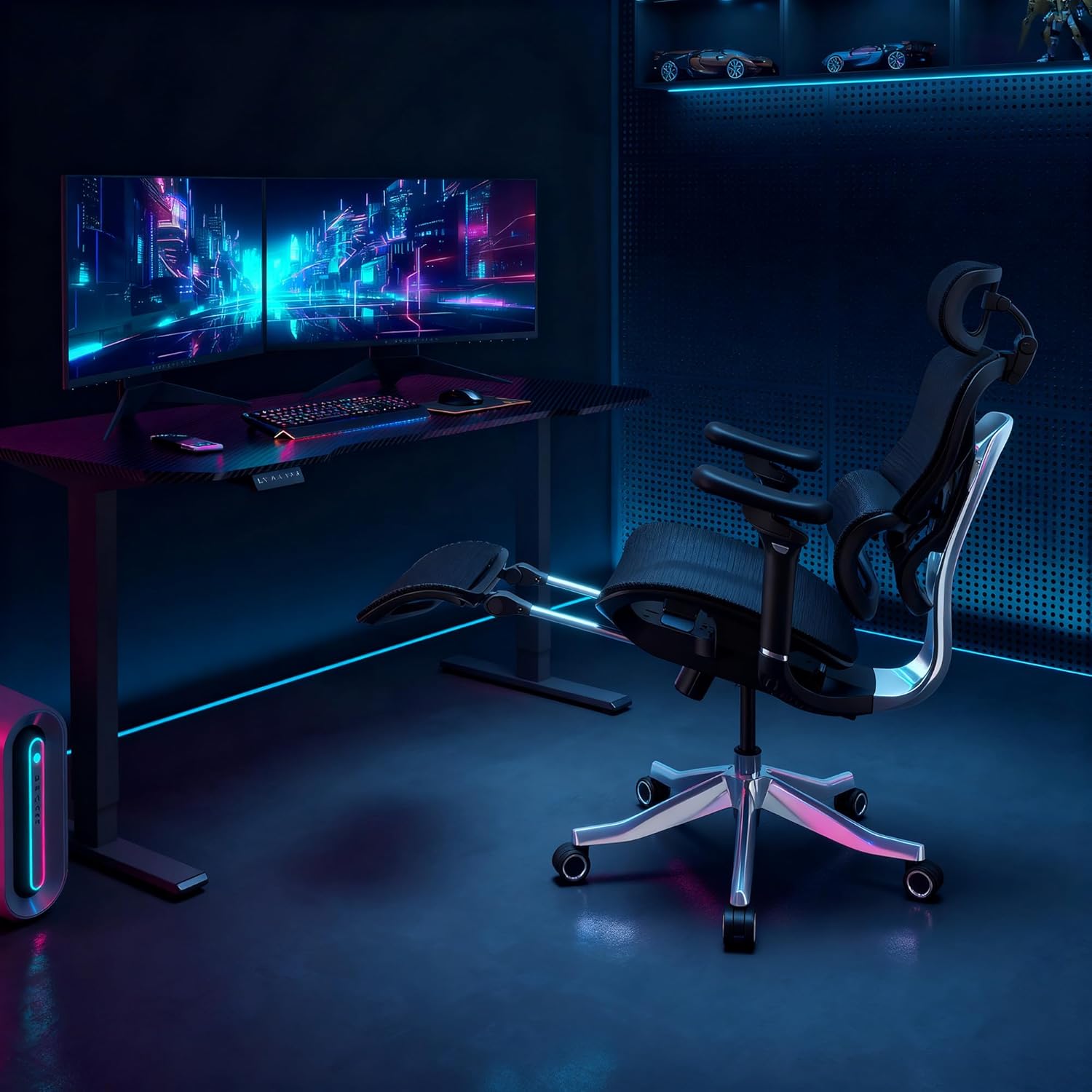 Gaming Chairs - FLEXISPOT ErgoX Max Ergonomic Chair, Up to 300 kg Load Capacity, with 4D Headrest and 5D Armrests, One-Piece Back and Lumbar Support, Office Chair for Work and Gaming, Black – Bild 2