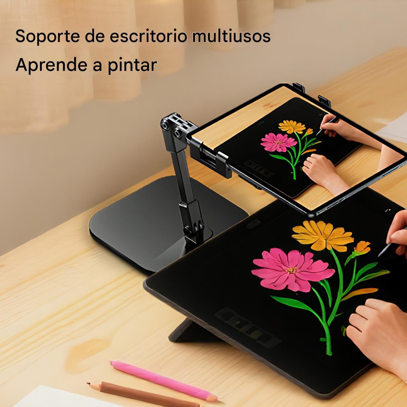 Streaming-Equipment - Telefonhalterung für den Schreibtisch, elektronisches Zubehör, faltbar, teleskopisch, verstellbarer Winkel, Handyhalterung, für Zuhause, Büro, Reisen, Videoanrufe, Videoaufzeichnung, Streaming – Bild 2