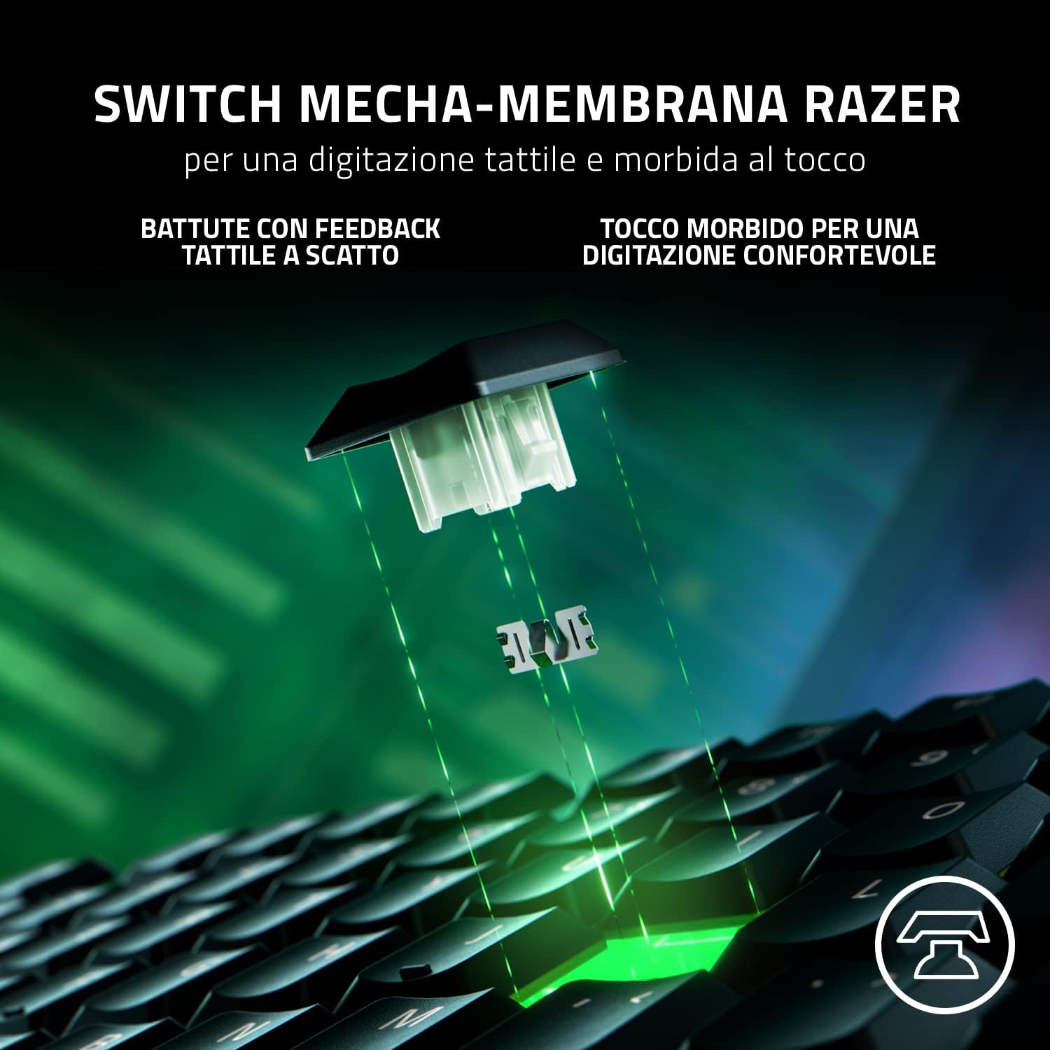 Gaming Tastatur & Maus - Razer Ornata V3 Flat Mecha Membrane Keyboard with Chroma RGB (Flat Keys, Mecha Membrane Switches, Magnetic Soft Touch Wrist Rest) IT Layout | Black – Bild 4