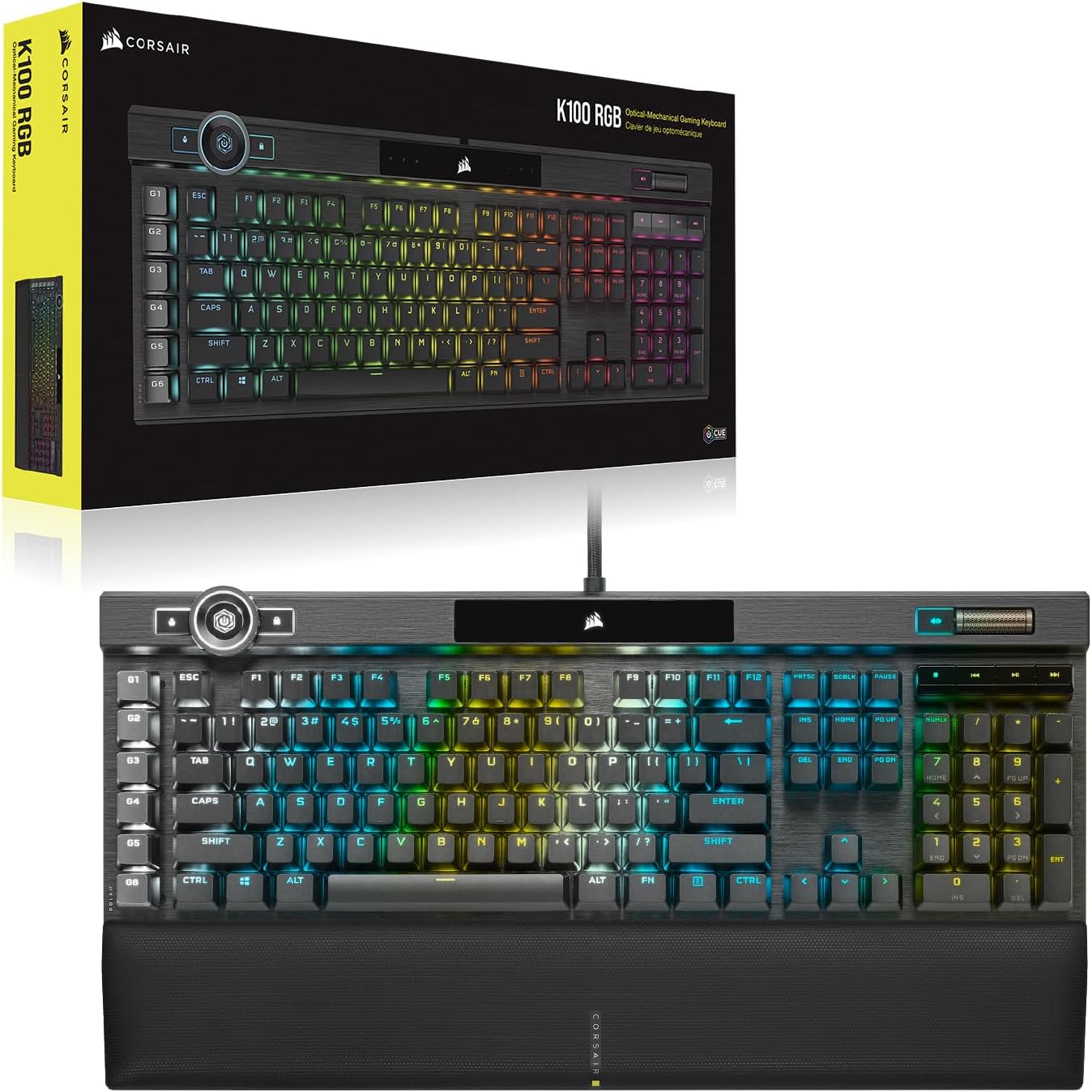 Gaming Tastatur & Maus - Corsair K100 RGB Optical Mechanical Gaming Keyboard, OPX Optical: Lightning-Fast and Linear, RGB Lighting, PBT Double Shot Keycaps, Supports Elgato Stream Deck, Qwertz Layout, Black – Bild 13