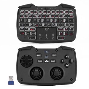 Gaming Consoles & Controllers – Rii Gaming Controller Wireless mit Tastatur mit Touchpad, 3-in-1-Funktionalität, 2,4GHz-Empfänger-Anschluss, Wiederaufladbare, Weiße Hintergrundbeleuchtung