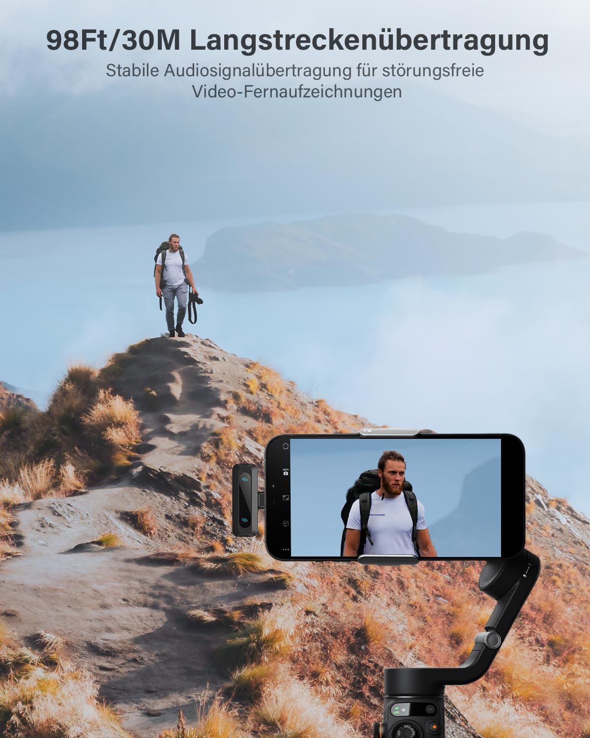 Streaming-Equipment - Wireless Lavalier Microphone for iPhone, iPad, Android Phone, 2-Pack Mini Noise Cancelling Microphone Auto Pairing and Mute and Reverb for Vlogging Video Recording TikTok YouTube – Bild 4