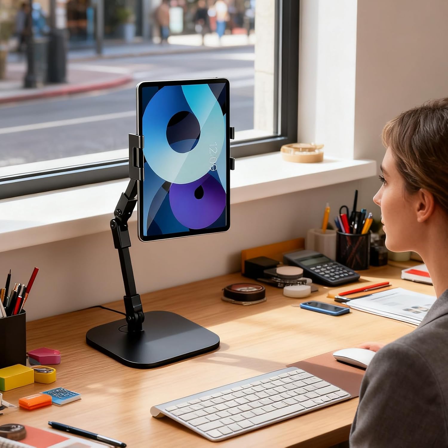 Streaming-Equipment - Telefonhalterung für den Schreibtisch, elektronisches Zubehör, faltbar, teleskopisch, verstellbarer Winkel, Handyhalterung, für Zuhause, Büro, Reisen, Videoanrufe, Videoaufzeichnung, Streaming – Bild 3