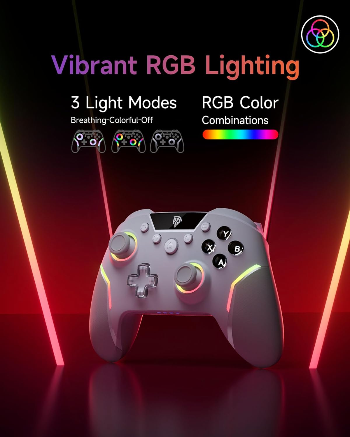 Gaming Consoles & Controllers - EasySMX X20 Wireless Controller PC with RGB, Bluetooth Controller with 2 in 1 Trigger & Removable Hall Joystick & Mechanical Buttons, 6 Axis Gyro, Compatible with PC/Switch/Mobile Phone, White – Bild 3