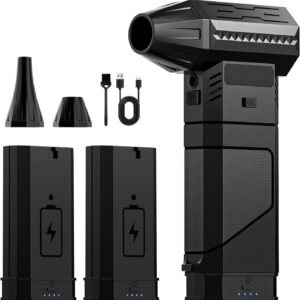 Gaming PC & Laptops – Luftduster Electric Dust Blower with 2 Modular Replacement Batteries, 220 g + Airflow, Compressed Air Spray with 2 Magnetic Nozzles, 8000 mAh Battery, 3-Speed, LED Mini Fan for PC, Keyboard, Car