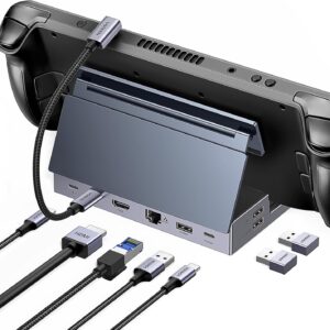 Streaming-Equipment – UGREEN Steam Deck Dock 9-in-1 Docking Station 4K @ 60Hz HDMI 10Gbps USB Ports Adjustable Stand Compatible with Steam Deck OLED, ASUS ROG Ally X, Legion Go, MSI Claw, iPad Air/Pro, MacBook Pro M4 etc.