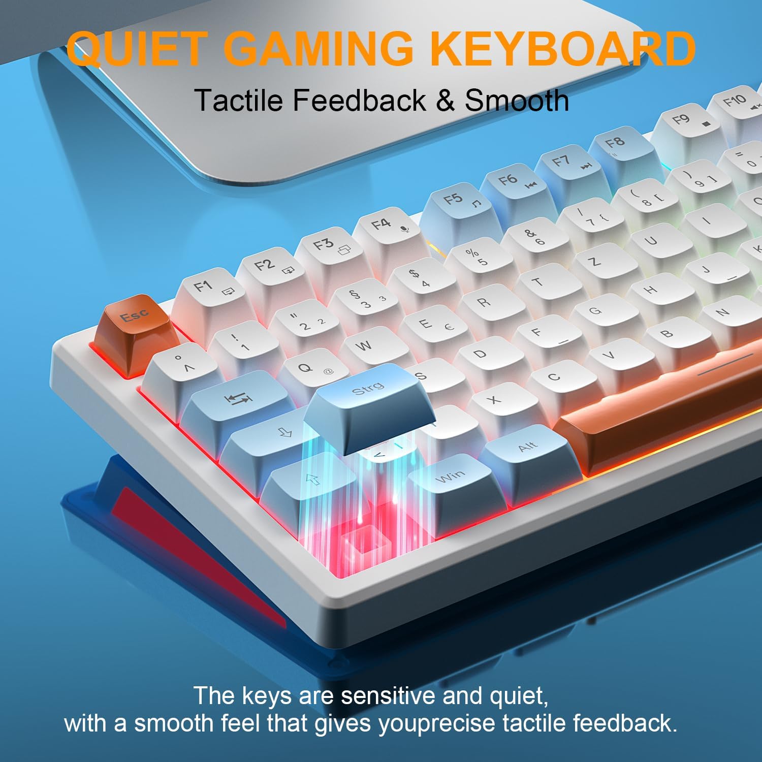 Gaming Tastatur & Maus - 75% Wireless Keyboard and Mouse Set, QWERTZ DE Layout, Compact Gaming Keyboard with Volume Control, Rechargeable RGB Mouse with Battery Indicator, for PC, Mac, Xbox, PS5 – Bild 6