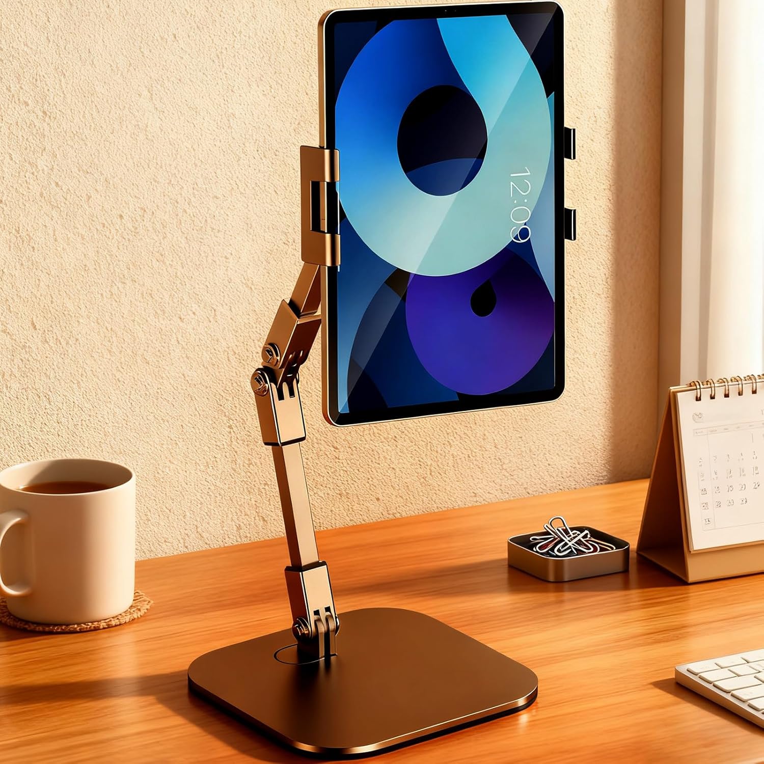 Streaming-Equipment - Schreibtisch-Handyhalterung, faltbar, Teleskop, verstellbarer Winkel, Zubehör, Handy-Schreibtischständer, für Videoanrufe, Videoaufnahmen, Live-Streaming, Anrufe, Zuhause, Fitness, Workout – Bild 2