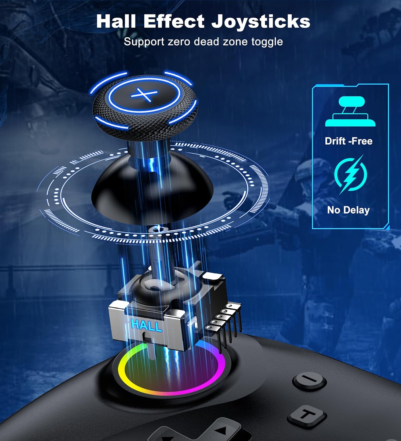 Gaming Consoles & Controllers - CoguyTech PC Controller Wireless Kompatibel mit Switch 2/Windows PC/Switch mit Hall Joystick Trigger, Kein Drift und Dead Zones, Gaming Bluetooth Gamepad 6 RGB Licht Programmierung Turbo,Schwarz – Bild 4