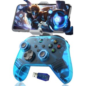 Gaming Consoles & Controllers – G6 PC Controllers Wireless Gaming Controller PC mit USB Empfänger + Halterung,Bluetooth-Controller für Android,Makroprogrammierung Zurück-Taste/hochpräziser Joysticks,400mAh,5 Verbindungsmodi (Blau)