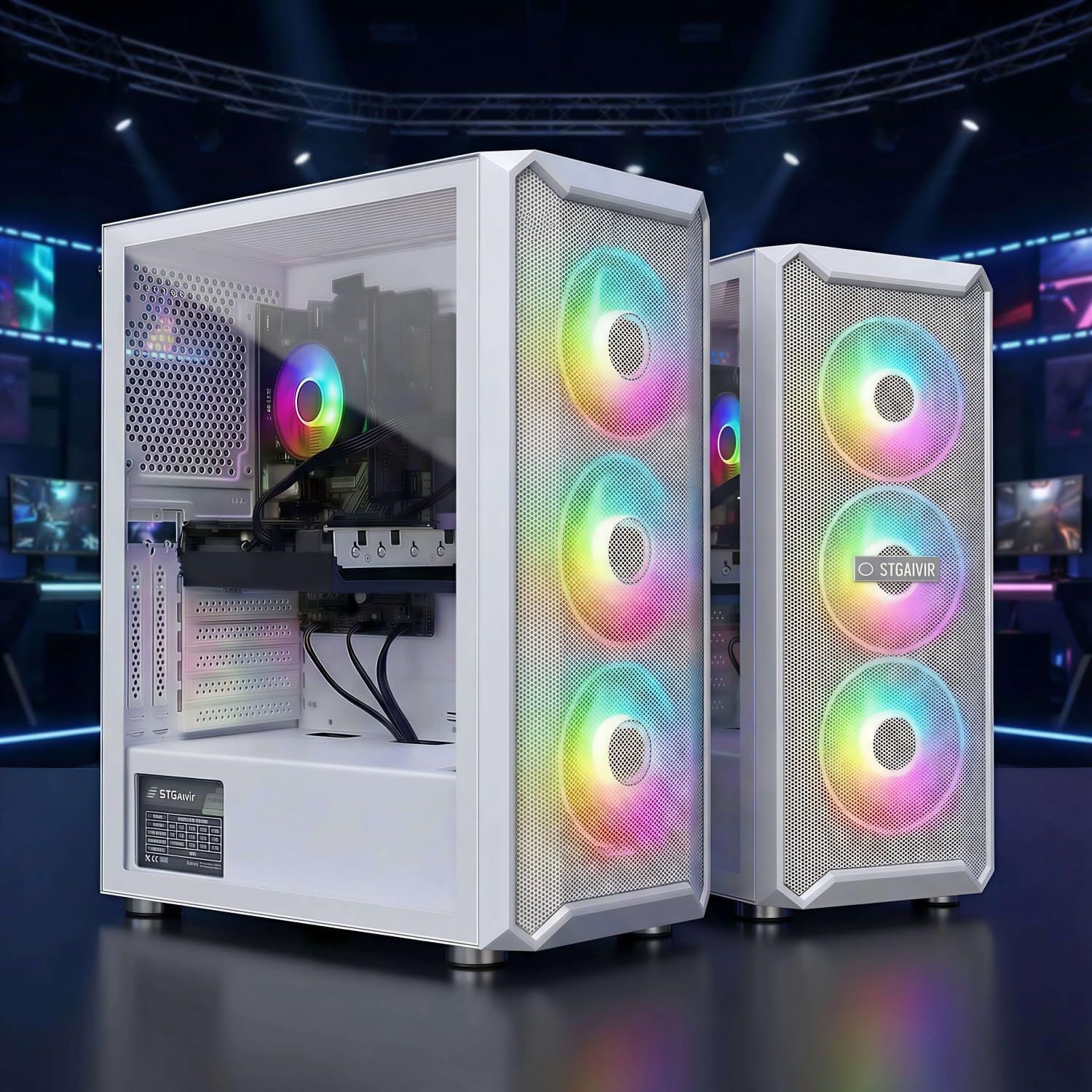 Gaming PC & Laptops - STGsivir Gaming PC, RTX 3060 12GB, Core i7-10700KF up to 5.1GHz, 16GB DDR4, 1TB SSD, WiFi 600M, BT 5.0, RGB Fan x 7, W11H64, Gamer PC Computer Desktop Calculator – Bild 3