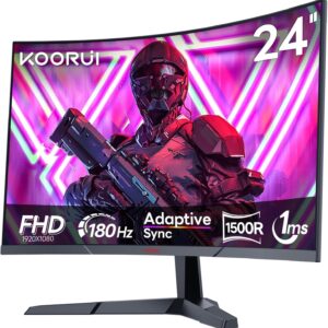 Gaming PC & Gaming Monitors – KOORUI 23.6 inch Gaming Monitor 23.5 FHD 180Hz VA /R1500