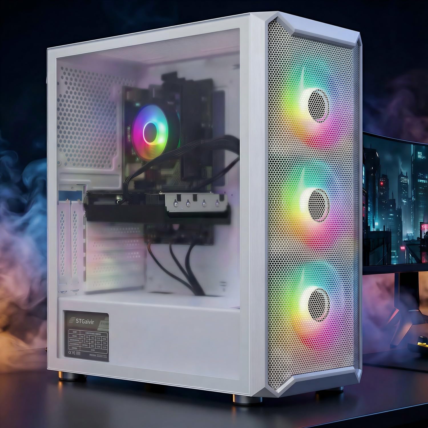 Gaming PC & Laptops - STGsivir Gaming PC, RTX 3060 12GB, Core i7-10700KF up to 5.1GHz, 16GB DDR4, 1TB SSD, WiFi 600M, BT 5.0, RGB Fan x 7, W11H64, Gamer PC Computer Desktop Calculator – Bild 5