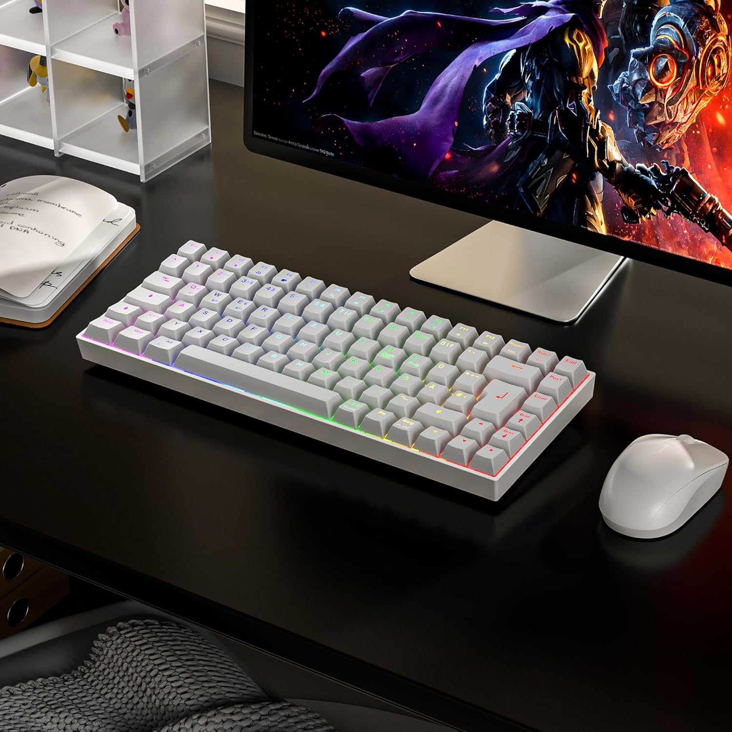 Gaming Tastatur & Maus - Newmen GM840 Mechanical Gaming Keyboard, 2.4G Wireless/Bluetooth/USB C with Cable, 75% TKL Keyboard, 84 Keys RGB Lighting, Hot Swap Mini Keyboards for PC/Win/Mac, QWERTZ Layout, Brown Switch – Bild 7