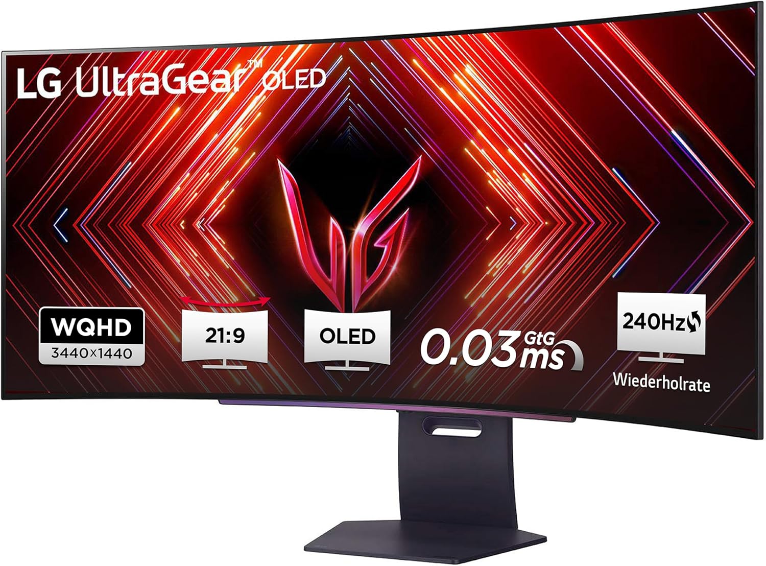 Gaming PC & Gaming Monitors - LG Electronics 45GS95QX-B.AEU UltraWide™ QHD UltraGear™ Gaming OLED Monitor 45", 3440 x 1440, 0.03 ms, 240 Hz, DisplayHDR™400 True Black, 98.5% DCI-P3, NVIDIA G-Sync™ Compatible, AMD FreeSync™ Grey