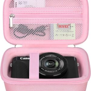 Streaming-Equipment – BOVKE Camera Case Bag for Canon PowerShot G7X Mark III Tong7 X Mark II Digital 4K Vlogging Camera, Canon Live Streaming Video Camera Travel Bag with Mesh Pocket for USB Cable and Batteries – Pink
