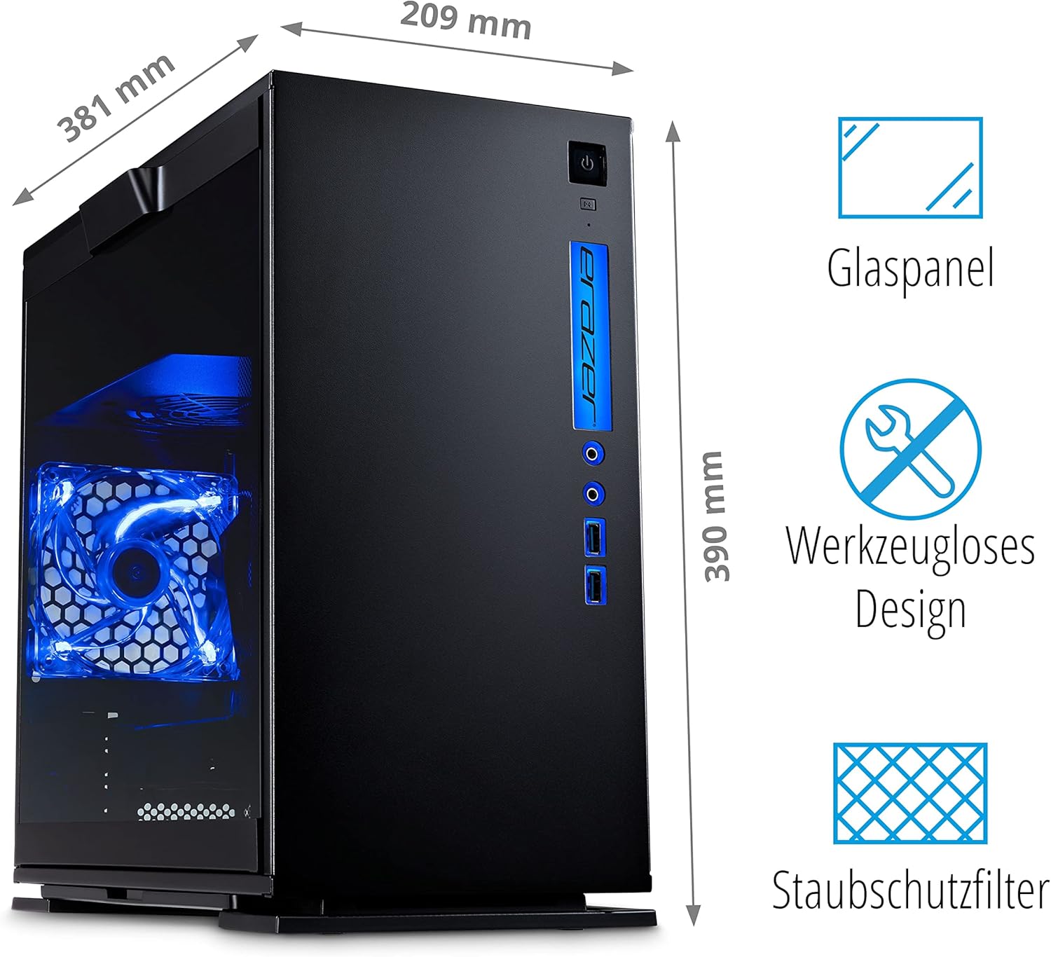Gaming PC & Laptops - MEDION ERAZER Engineer X10 High End Gaming Desktop PC (Intel Core i7-12700, 16GB DDR4 RAM, 1TB SSD, GeForce RTX 3070 LHR 8GB GDDR6, Win 11 Home) – Bild 3