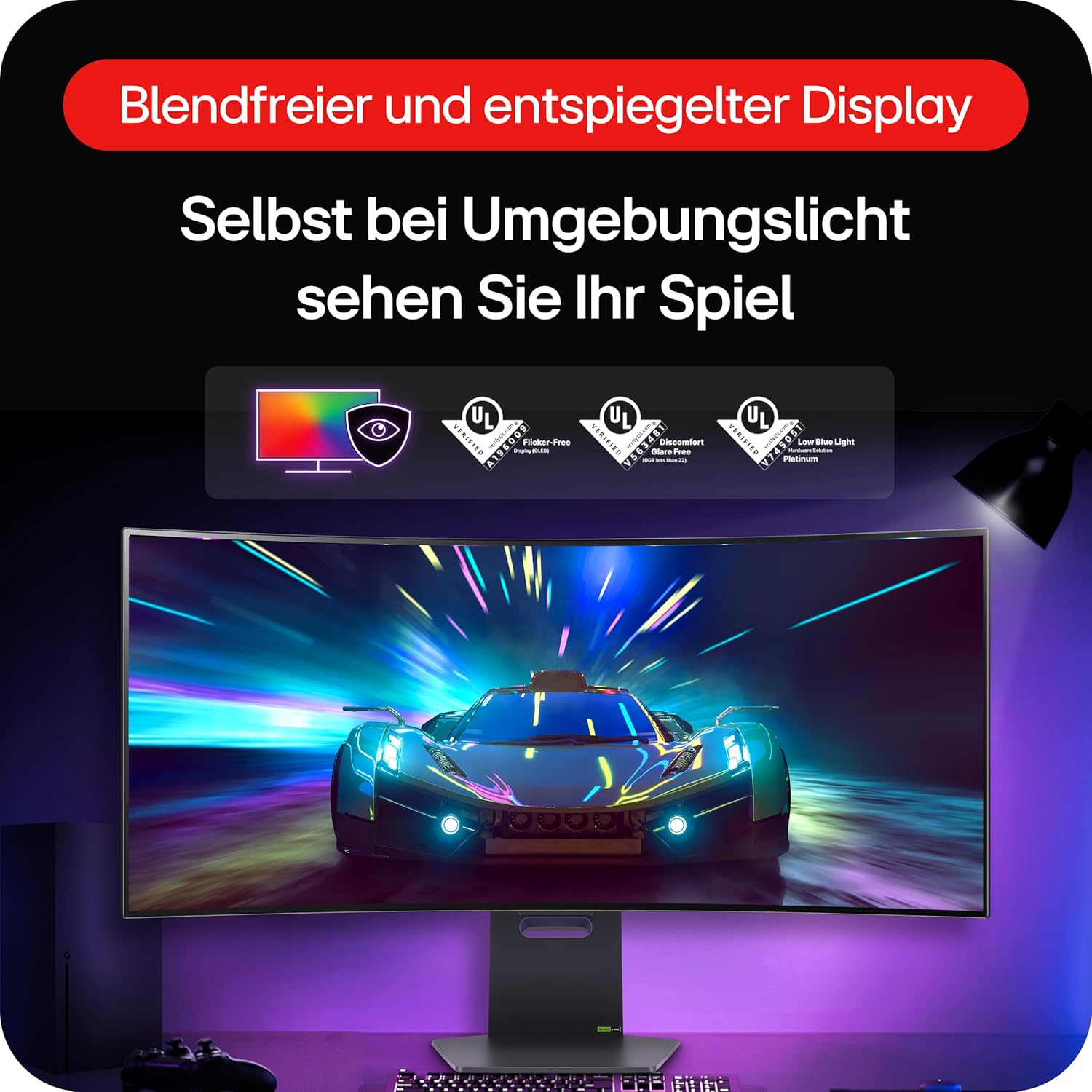 Gaming PC & Gaming Monitors - LG Electronics 45GS95QX-B.AEU UltraWide™ QHD UltraGear™ Gaming OLED Monitor 45", 3440 x 1440, 0.03 ms, 240 Hz, DisplayHDR™400 True Black, 98.5% DCI-P3, NVIDIA G-Sync™ Compatible, AMD FreeSync™ Grey – Bild 8
