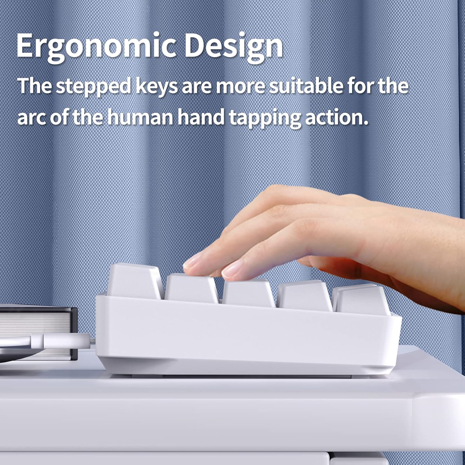 Gaming Tastatur & Maus - TMKB Mechanical Gaming Keyboard, T68se 60% Percent Keyboard with USB Cable, Anti Ghosting QWERTY Layout Mini Red Switches Keyboard for PC Windows/Mac OS, White – Bild 7