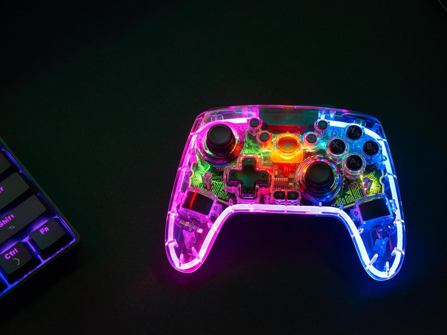 Gaming Consoles & Controllers - Speedlink RAIT NX RGB Gamepad - Controller PC Wireless Bluetooth or USB, Hall Effect Sensors, Transparent Illuminated, Dual Vibration, Macro Buttons, Turbo Button, Battery, for PC/Switch/Android/PS3 – Bild 8