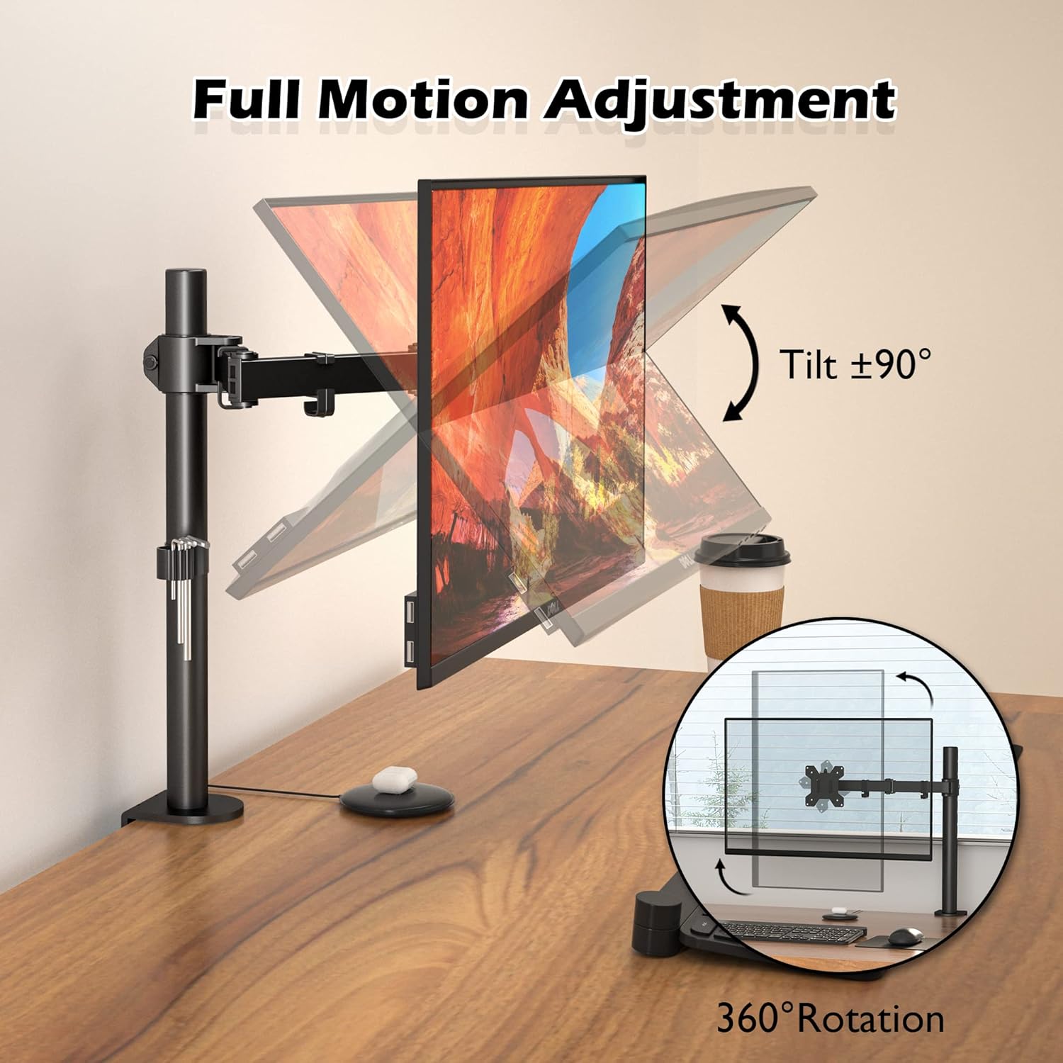 Gaming PC & Gaming Monitors - 1home Triple Arm Desk Mount Ergonomic LCD LED Computer Monitor Bracket Stand Tilt Swivel Rotation 13”-32” Screen TV – Bild 4