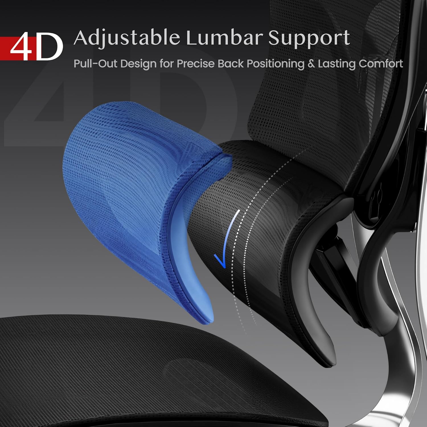 Gaming Chairs - FLEXISPOT ErgoX Max Ergonomic Chair, Up to 300 kg Load Capacity, with 4D Headrest and 5D Armrests, One-Piece Back and Lumbar Support, Office Chair for Work and Gaming, Black – Bild 9