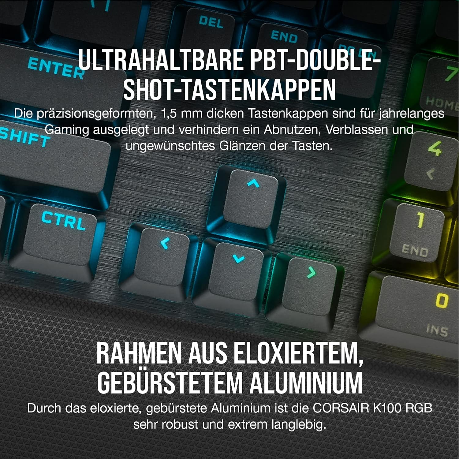 Gaming Tastatur & Maus - Corsair K100 RGB Optical Mechanical Gaming Keyboard, OPX Optical: Lightning-Fast and Linear, RGB Lighting, PBT Double Shot Keycaps, Supports Elgato Stream Deck, Qwertz Layout, Black – Bild 9