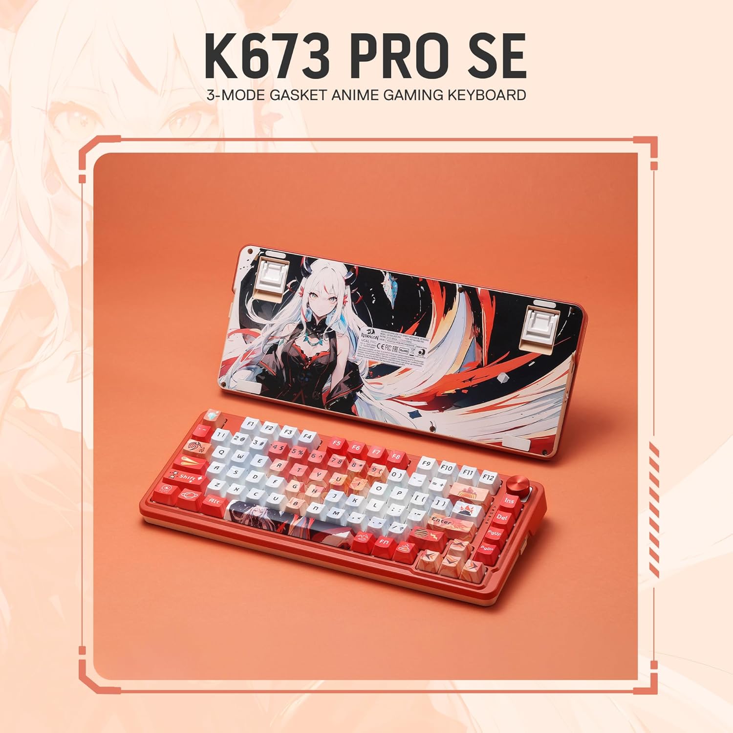 Gaming Tastatur & Maus - Redragon K673 PRO SE 75% 81 Keys Wireless Gasket RGB Gaming Keyboard, 3 Mode Anime Mechanical Keyboard with Hot Swap Base, 5-Layer Noise Reduction, Custom Hi-Fi Linear Switch – Bild 10