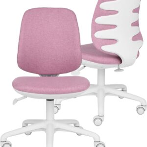 Gaming Chairs – Active White Swivel Chair for Children and Teenagers, Backrest with Depth Adjustment, Ergonomic Grooves on the Backrest, Maximum Load up to 150 kg, Correct Sitting Posture. (White/Rose)