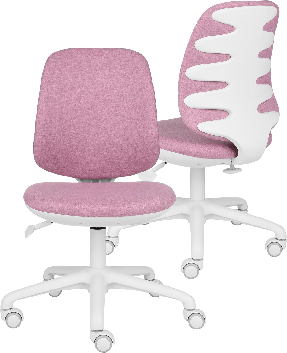 Gaming Chairs - Active White Swivel Chair for Children and Teenagers, Backrest with Depth Adjustment, Ergonomic Grooves on the Backrest, Maximum Load up to 150 kg, Correct Sitting Posture. (White/Rose)