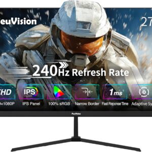 Gaming PC & Gaming Monitors – 27 Inch Gaming Monitor, 240Hz, FHD 1080p, PC Monitor, 1ms, IPS Panel, FreeSync, Adaptive Sync, VESA Mountable, Eye-Care, 100% sRGB, Frameless Screen, HDMI x 1, DP x 1