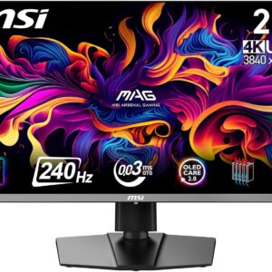 Gaming PC & Gaming Monitors – MSI MAG 272UP QD-OLED X24 27 Inch Gaming Monitor – 4K UHD 3840×2160, Quantum Dot OLED, 240Hz, 0.03ms – DisplayHDR True Black 400, AMD FreeSync Premium Pro, USB-C (15W PD)