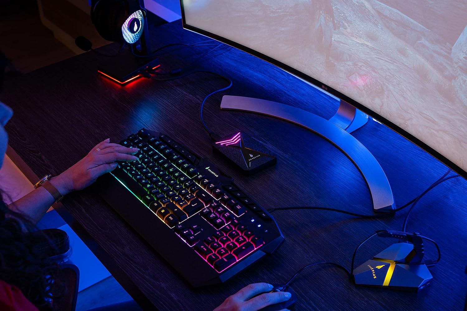 Gaming Tastatur & Maus - SureFire Kingpin Gaming Keyboard, Gaming Multimedia Keyboard with Programmable LED Backlight, RGB Keyboard with USB Cable, 25 Anti-Ghosting Keys, QWERTZ Layout German – Bild 6