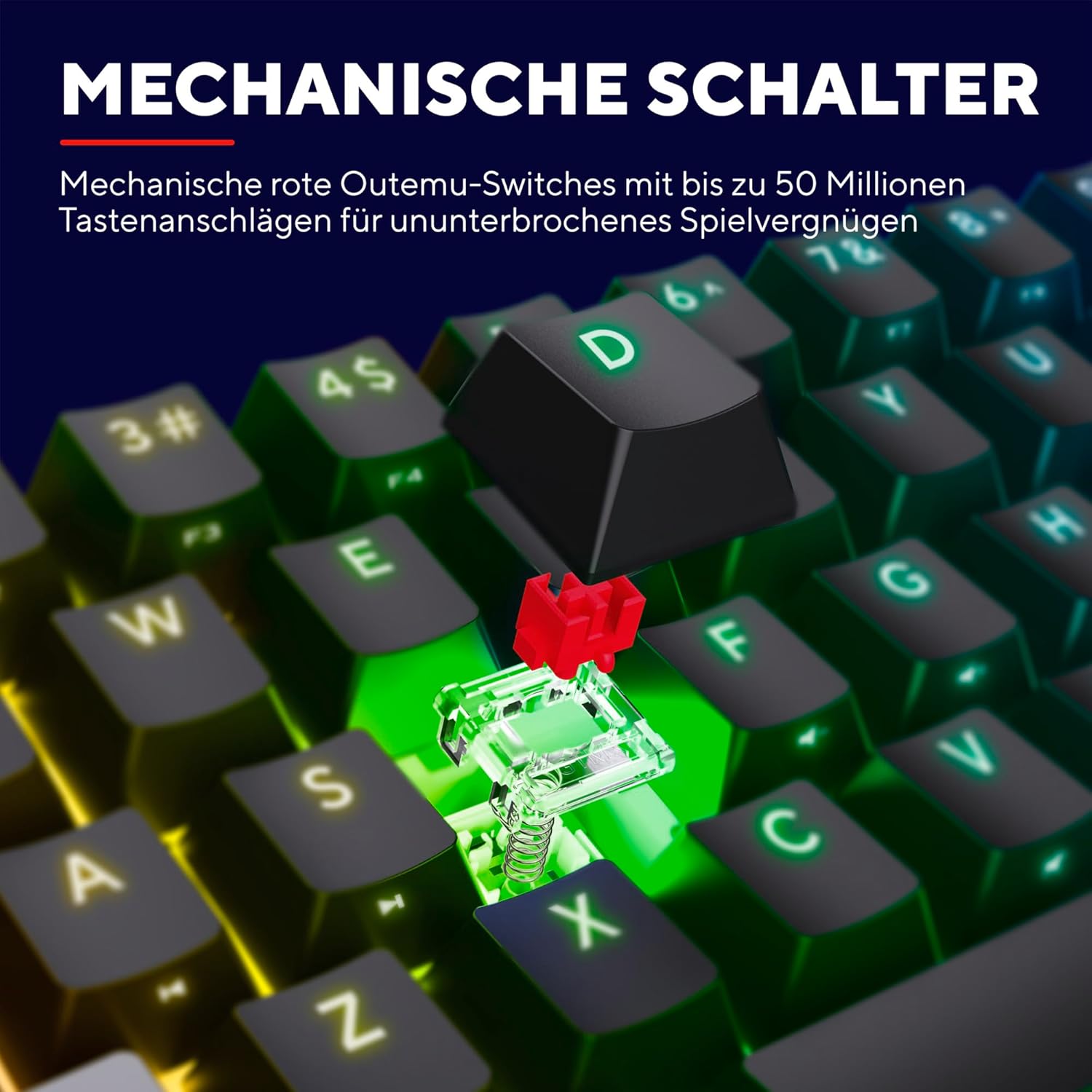 Gaming Tastatur & Maus - Trust Gaming GXT 867 Acira 60% Mechanische Tastatur Deutsches QWERTZ Layout, RGB Beleuchtung, Doppelt Belegte Tasten, USB Mini Tragbare Programmierbare Kleine Gaming Tastatur 60 Prozent PC Laptop – Bild 5