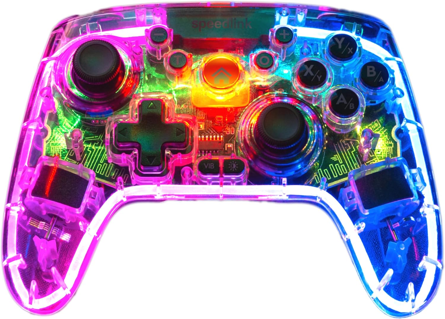 Gaming Consoles & Controllers - Speedlink RAIT NX RGB Gamepad - Controller PC Wireless Bluetooth or USB, Hall Effect Sensors, Transparent Illuminated, Dual Vibration, Macro Buttons, Turbo Button, Battery, for PC/Switch/Android/PS3