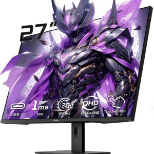 Gaming PC & Gaming Monitors – 27 Inch Touchscreen Monitor 2K 240Hz QHD 2560×1440 IPS Computer Monitor, HDMI & Type C & USB & DisplayPorts, 10-Point Multi-Touch PC Display for Business & Gaming, Frameless, 240Hz, VESA