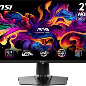 Gaming PC & Gaming Monitors – MSI MAG 271QPX QD-OLED E2 Gaming Monitor 26.5 Inch WQHD – Panel 2560 x 1440 Quantum Dot OLED, 240 Hz/0.03 ms, 99% DCI-P3, ΔE≤2, DisplayHDR True Black 400 – DP 1.4a, HDMI 2.1, USB Type-C C C