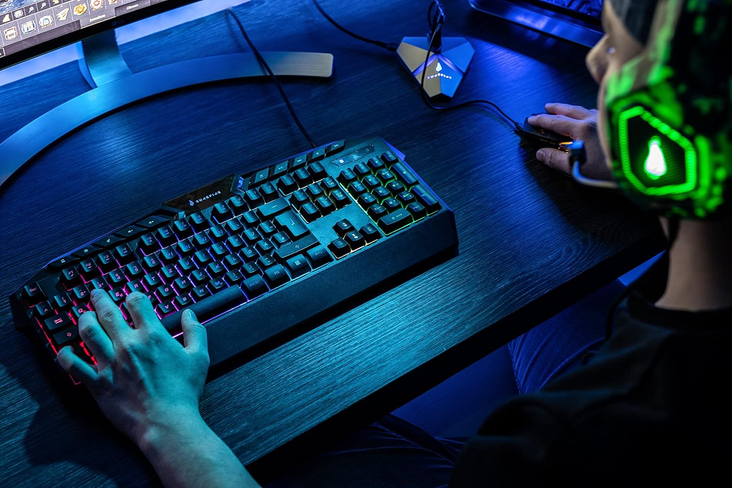 Gaming Tastatur & Maus - SureFire Kingpin Gaming Keyboard, Gaming Multimedia Keyboard with Programmable LED Backlight, RGB Keyboard with USB Cable, 25 Anti-Ghosting Keys, QWERTZ Layout German – Bild 7